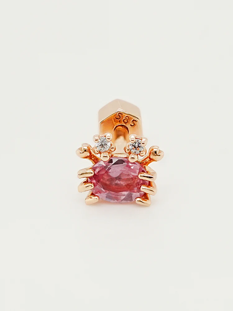 14K Gold Sapphire Sea Crab Cartilage Earring 18G - Image 12