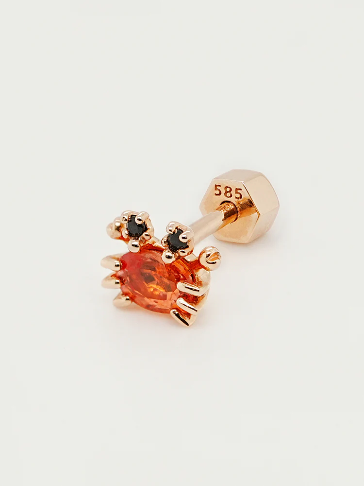 14K Gold Sapphire Sea Crab Cartilage Earring 18G - Image 15