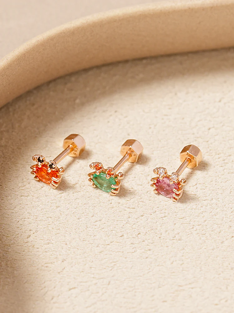 14K Gold Sapphire Sea Crab Cartilage Earring 18G - Image 8