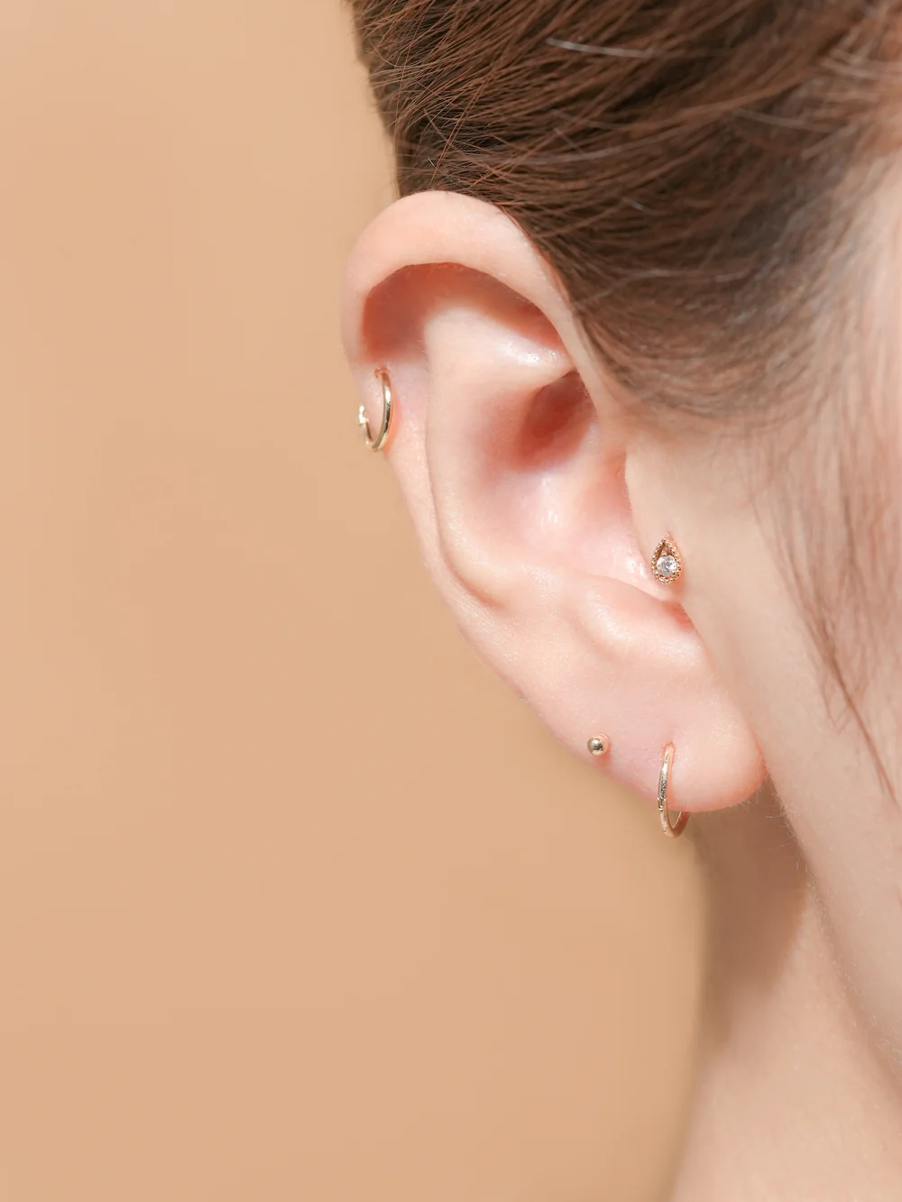 14K Gold Seamless Segment Clicker Cartilage Helix Hoop Earring 18G16G - Image 2