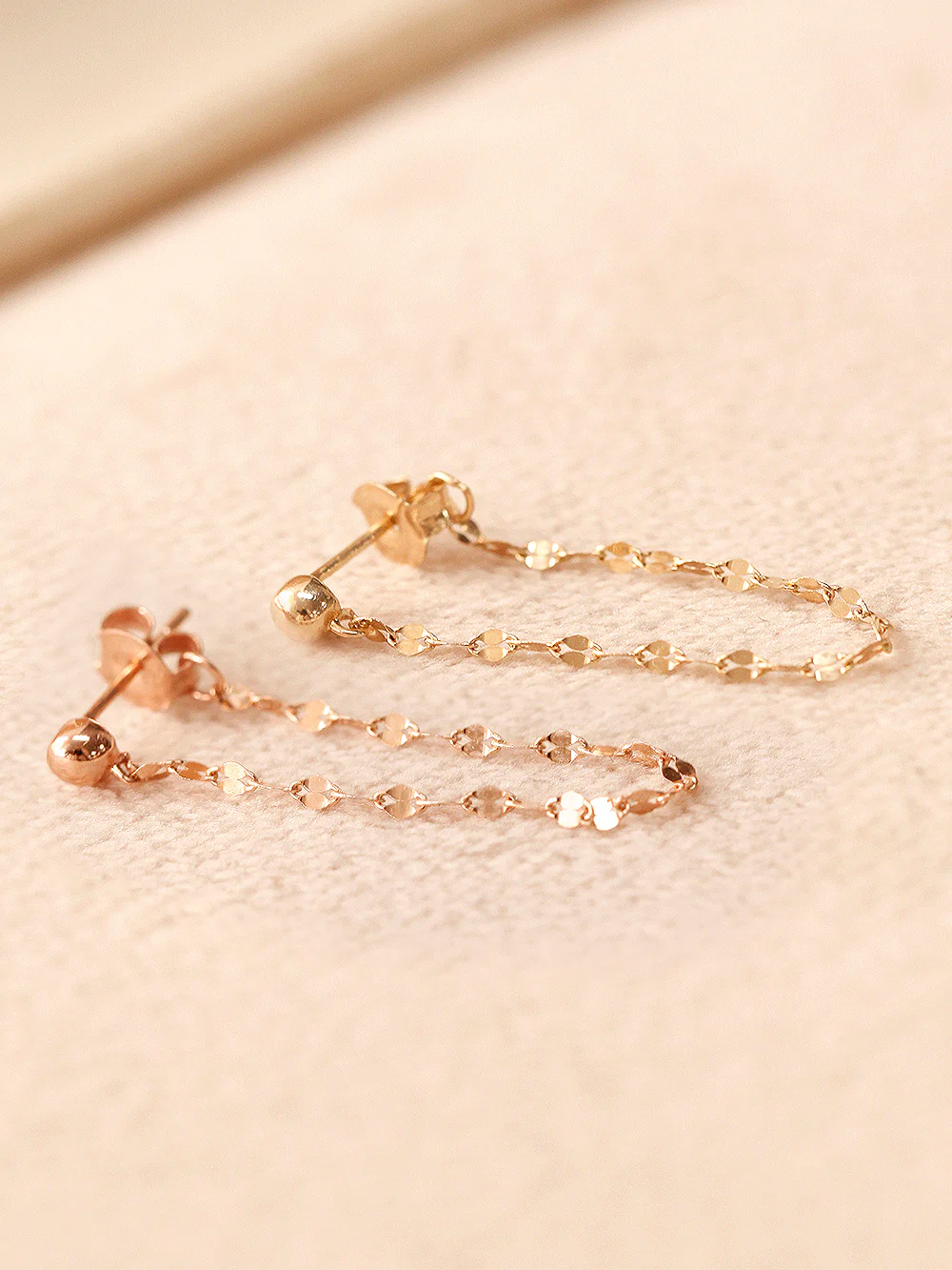 14K Gold Shine Chain Drop Ball Earring - Image 3