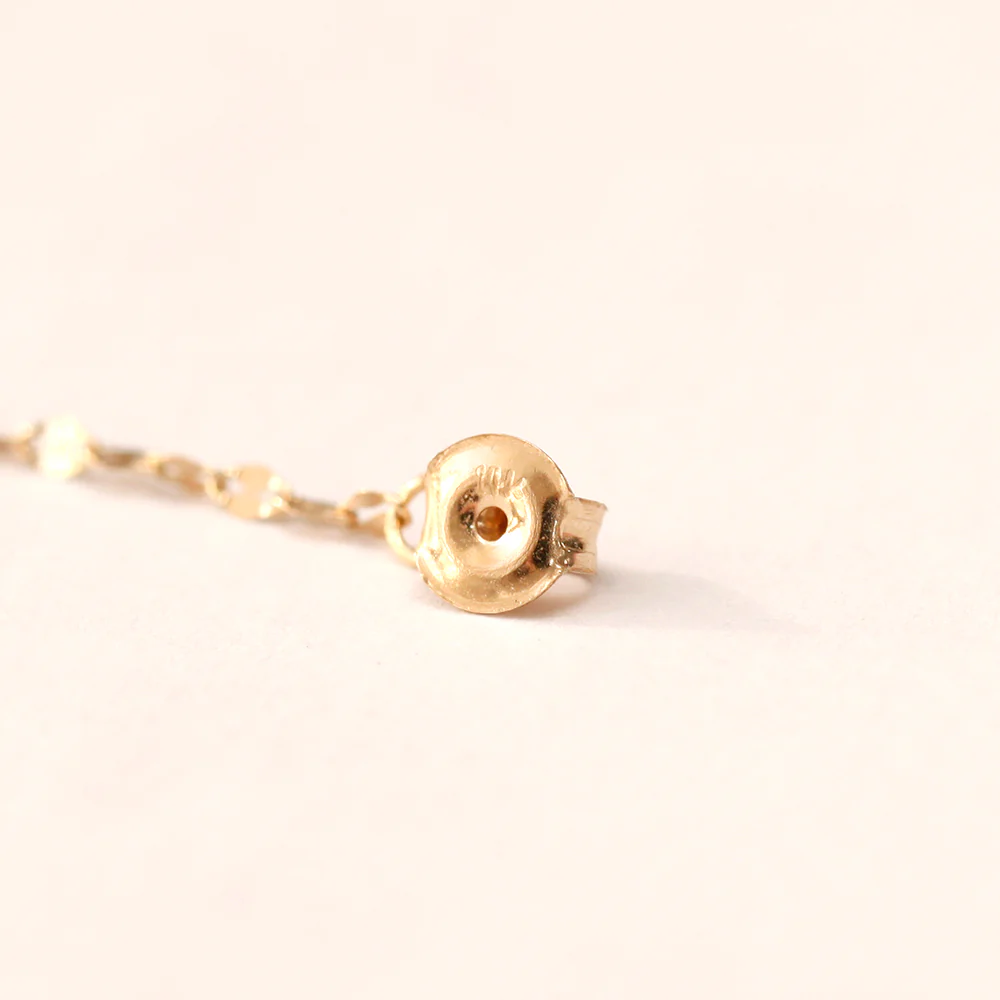 14K Gold Shine Chain Drop Ball Earring - Image 8