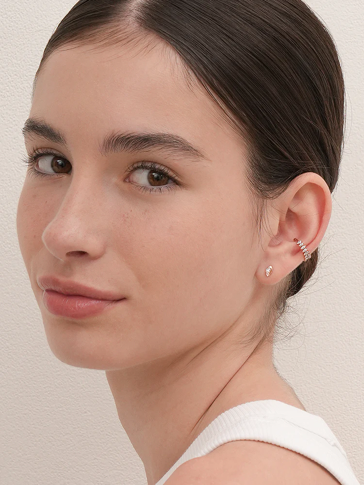 14K Solid Gold Shine Crystal Inner Conch Ear Cuff - Image 10