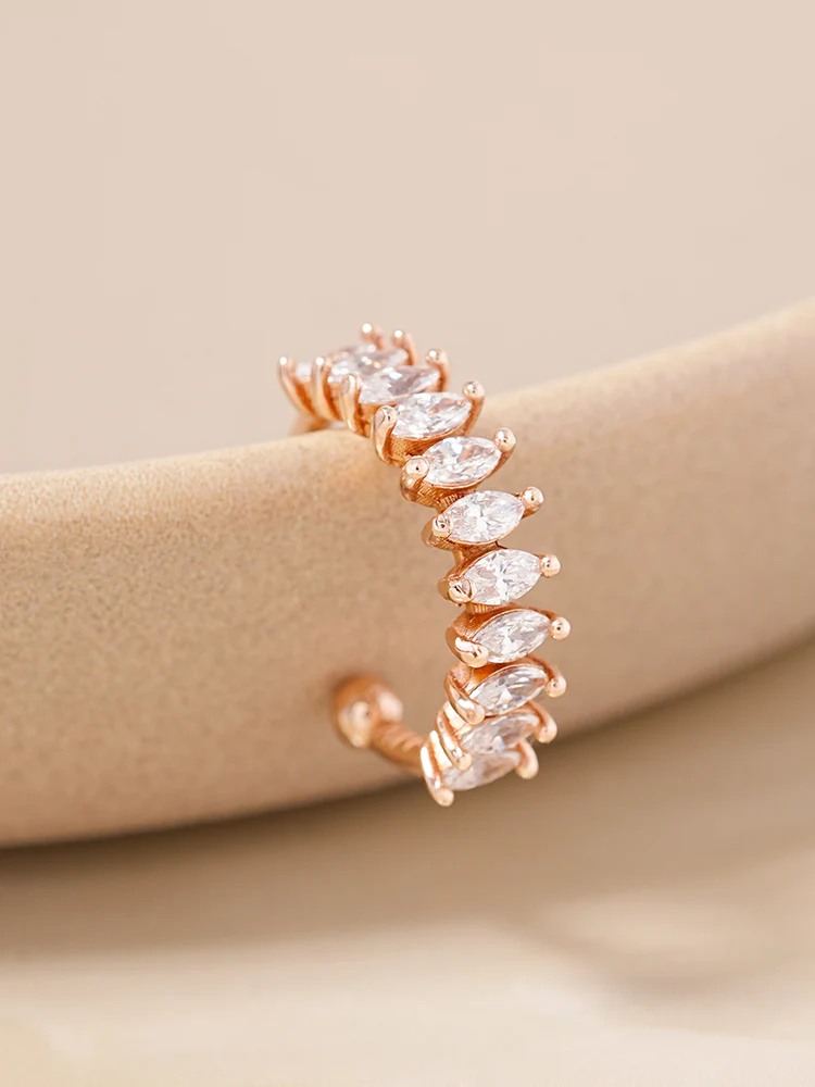 14K Solid Gold Shine Crystal Inner Conch Ear Cuff - Image 3