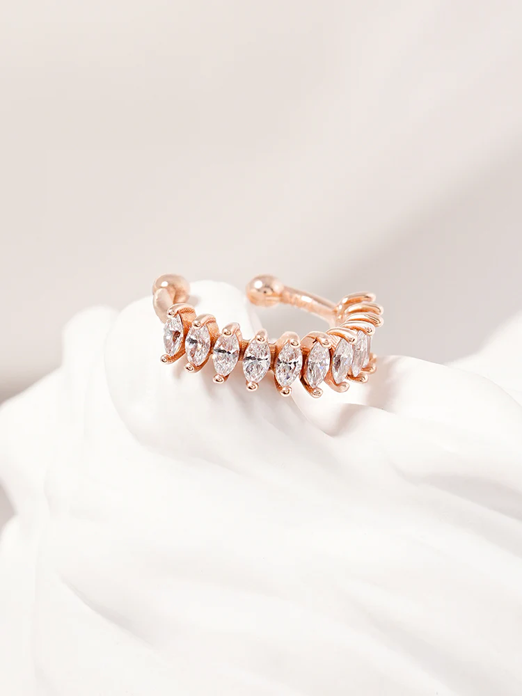 14K Solid Gold Shine Crystal Inner Conch Ear Cuff - Image 5