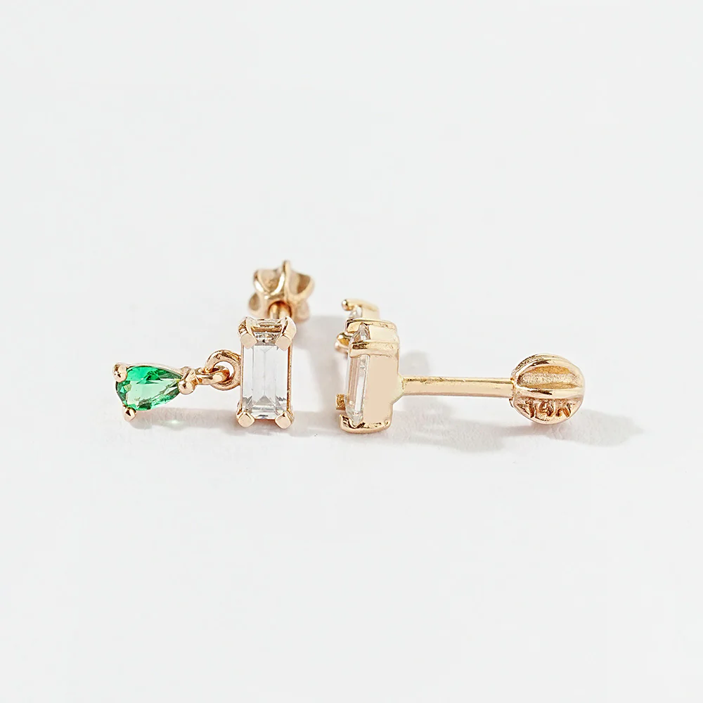 14K Gold Shine Tear Drop Cartilage Earring 18G16G - Image 11