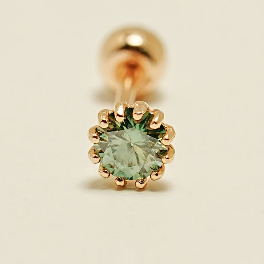 14K Gold Shining Moissanite Cartilage Earring 20G18G16G - Image 15