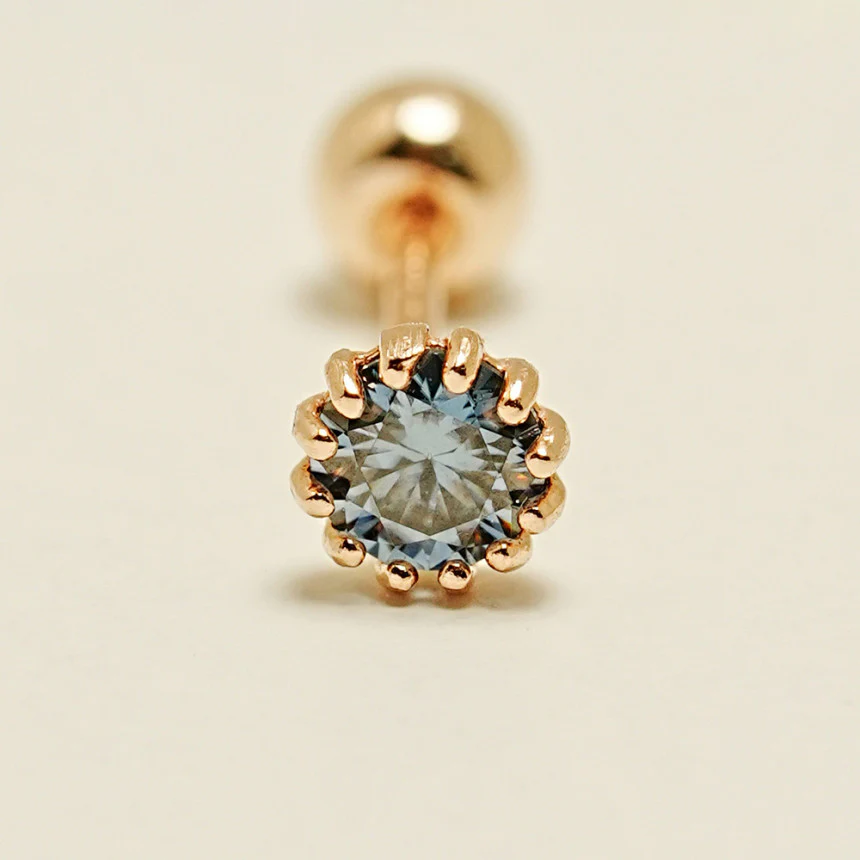 14K Gold Shining Moissanite Cartilage Earring 20G18G16G - Image 16