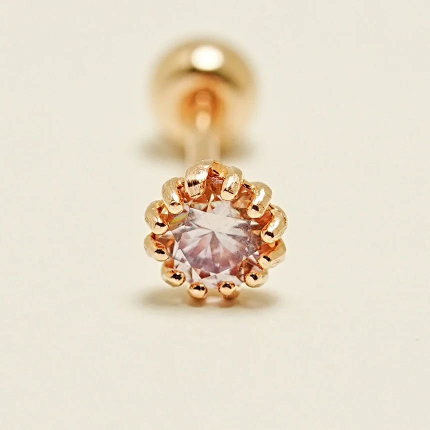 14K Gold Shining Moissanite Cartilage Earring 20G18G16G - Image 17