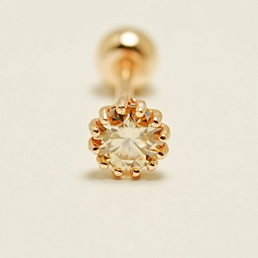 14K Gold Shining Moissanite Cartilage Earring 20G18G16G - Image 18