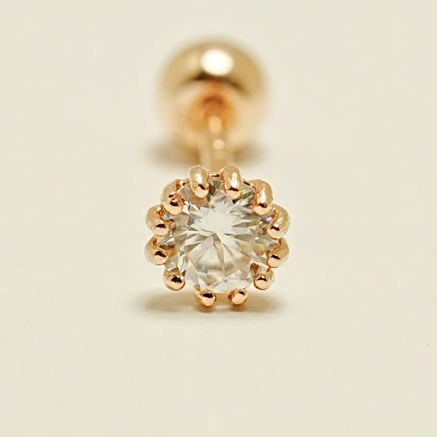 14K Gold Shining Moissanite Cartilage Earring 20G18G16G - Image 19