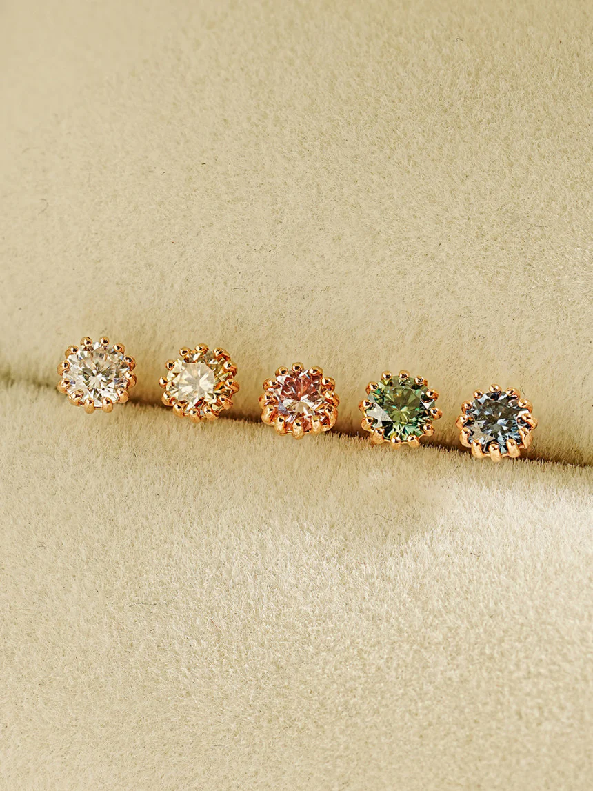 14K Gold Shining Moissanite Cartilage Earring 20G18G16G - Image 9