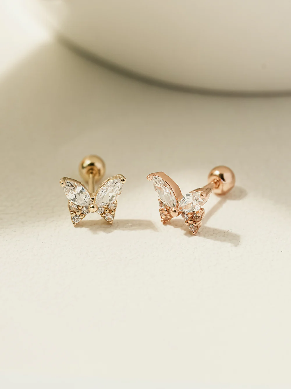 14K Gold Shiny Cubic Butterfly Cartilage Earring 20G18G16G - Image 11