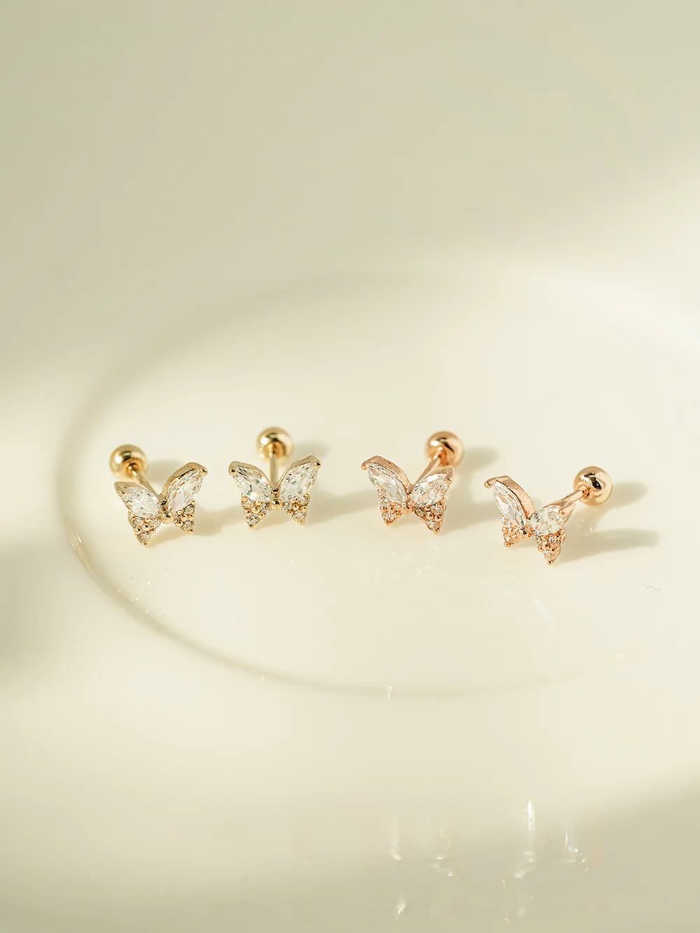 14K Gold Shiny Cubic Butterfly Cartilage Earring 20G18G16G - Image 5