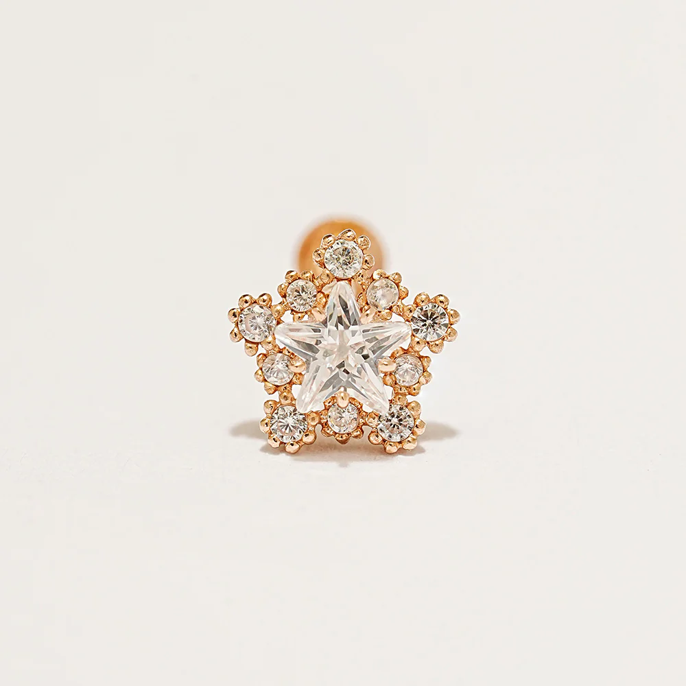 14K Gold Shooting Star Cartilage Earring 20G18G16G - Image 15
