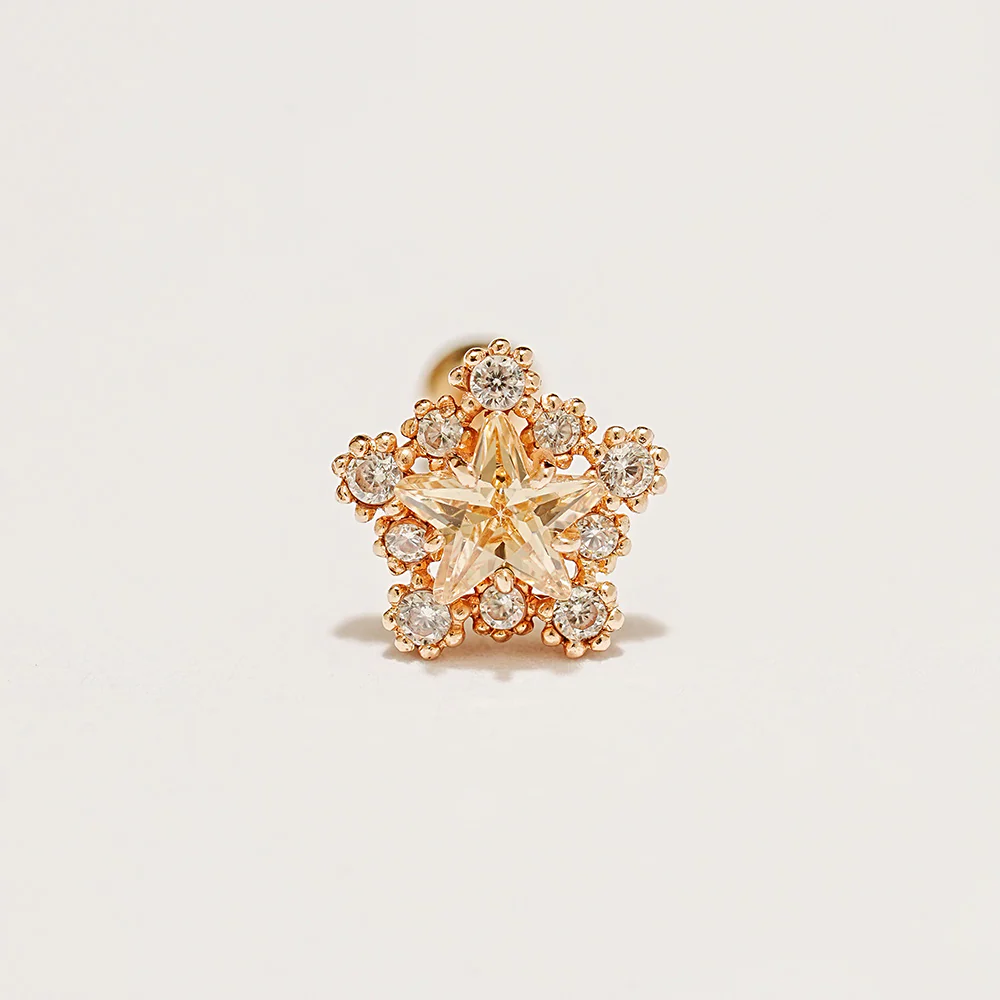 14K Gold Shooting Star Cartilage Earring 20G18G16G - Image 17