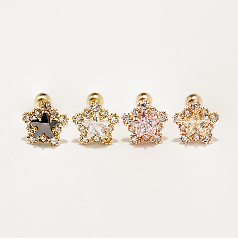 14K Gold Shooting Star Cartilage Earring 20G18G16G - Image 18