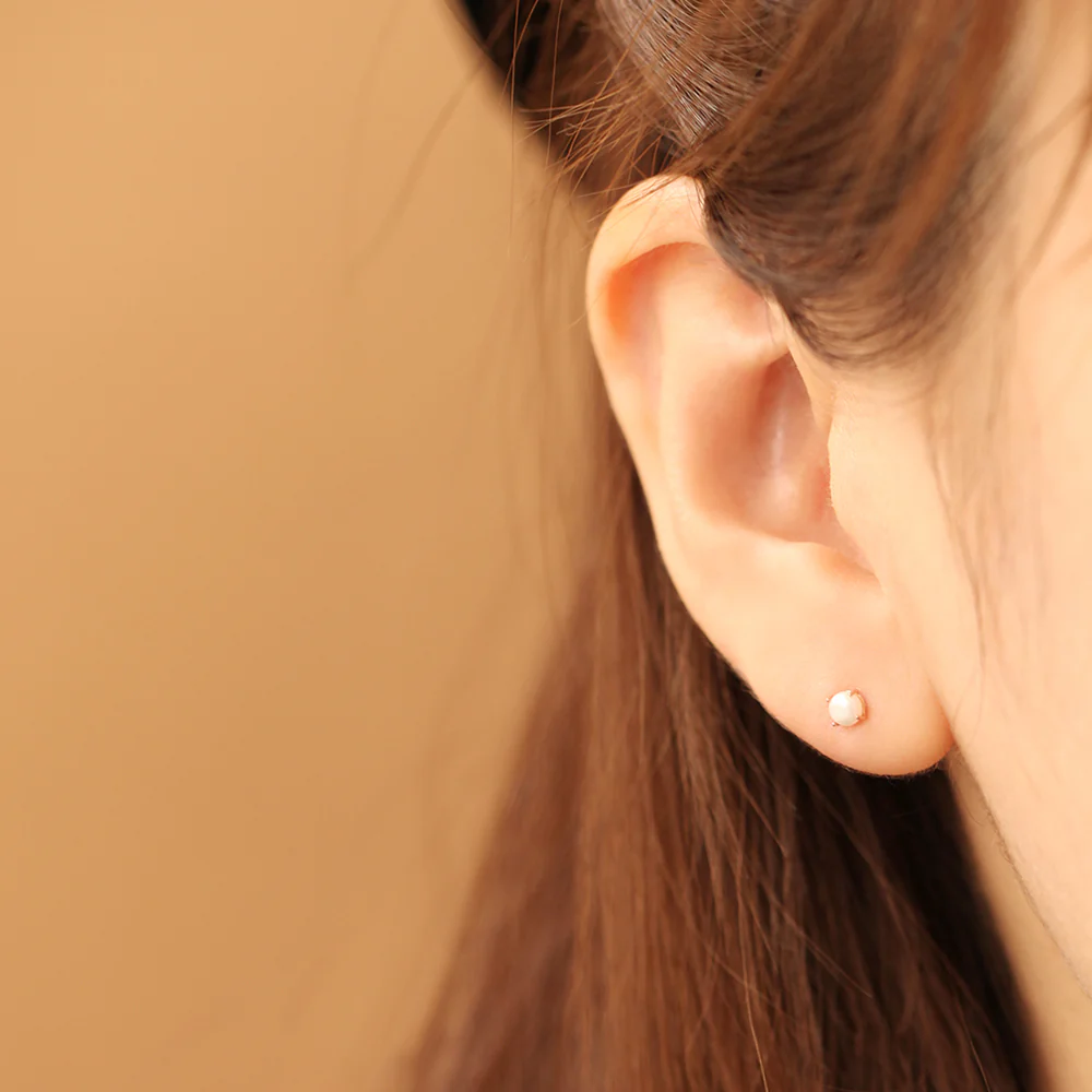 14K Gold Simple 4 Prongs Fresh Water Pearl Piercing Earring 20G18G16G - Image 10