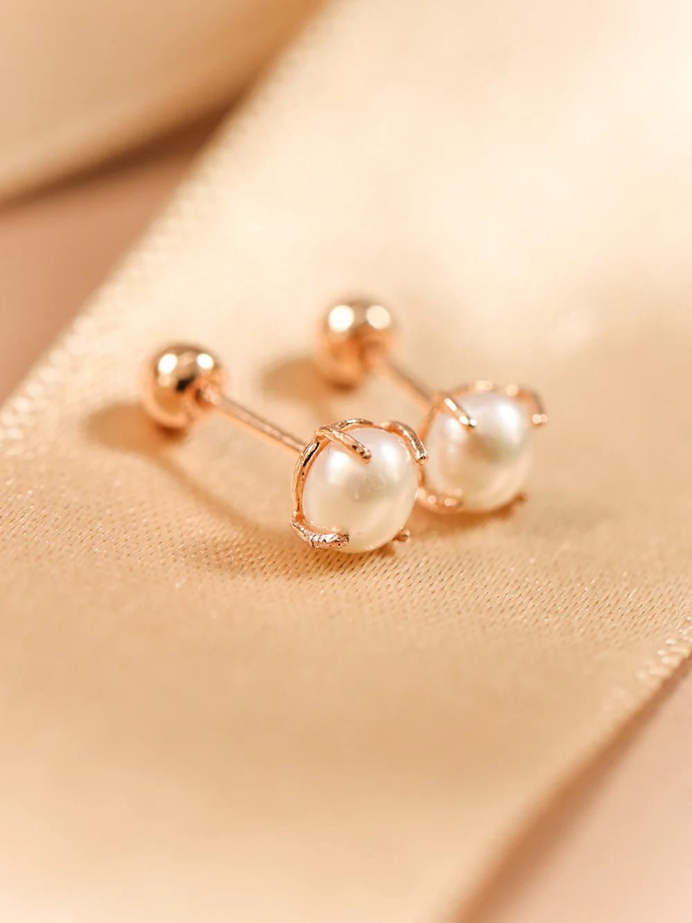 14K Gold Simple 4 Prongs Fresh Water Pearl Piercing Earring 20G18G16G - Image 11