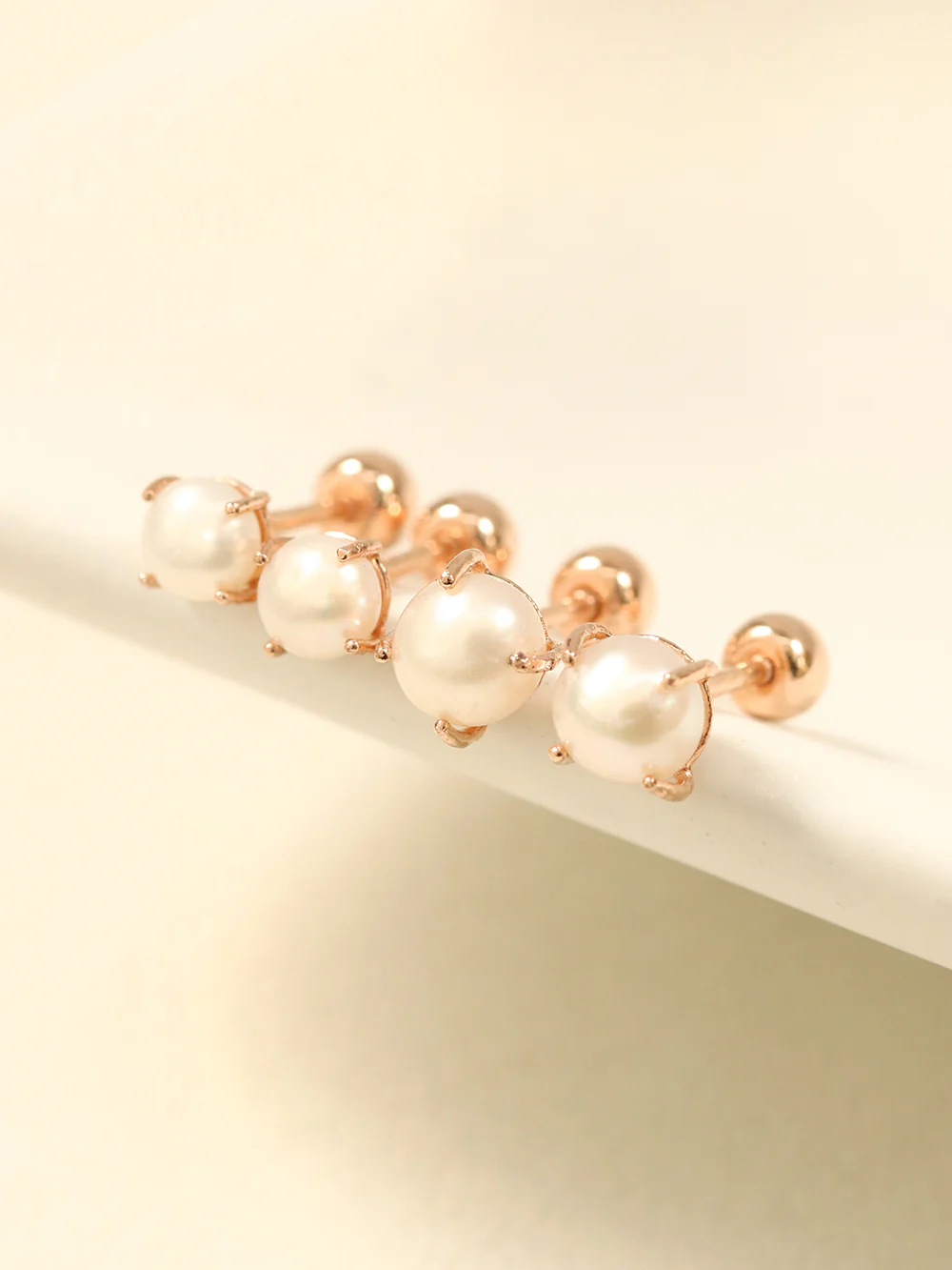 14K Gold Simple 4 Prongs Fresh Water Pearl Piercing Earring 20G18G16G - Image 3
