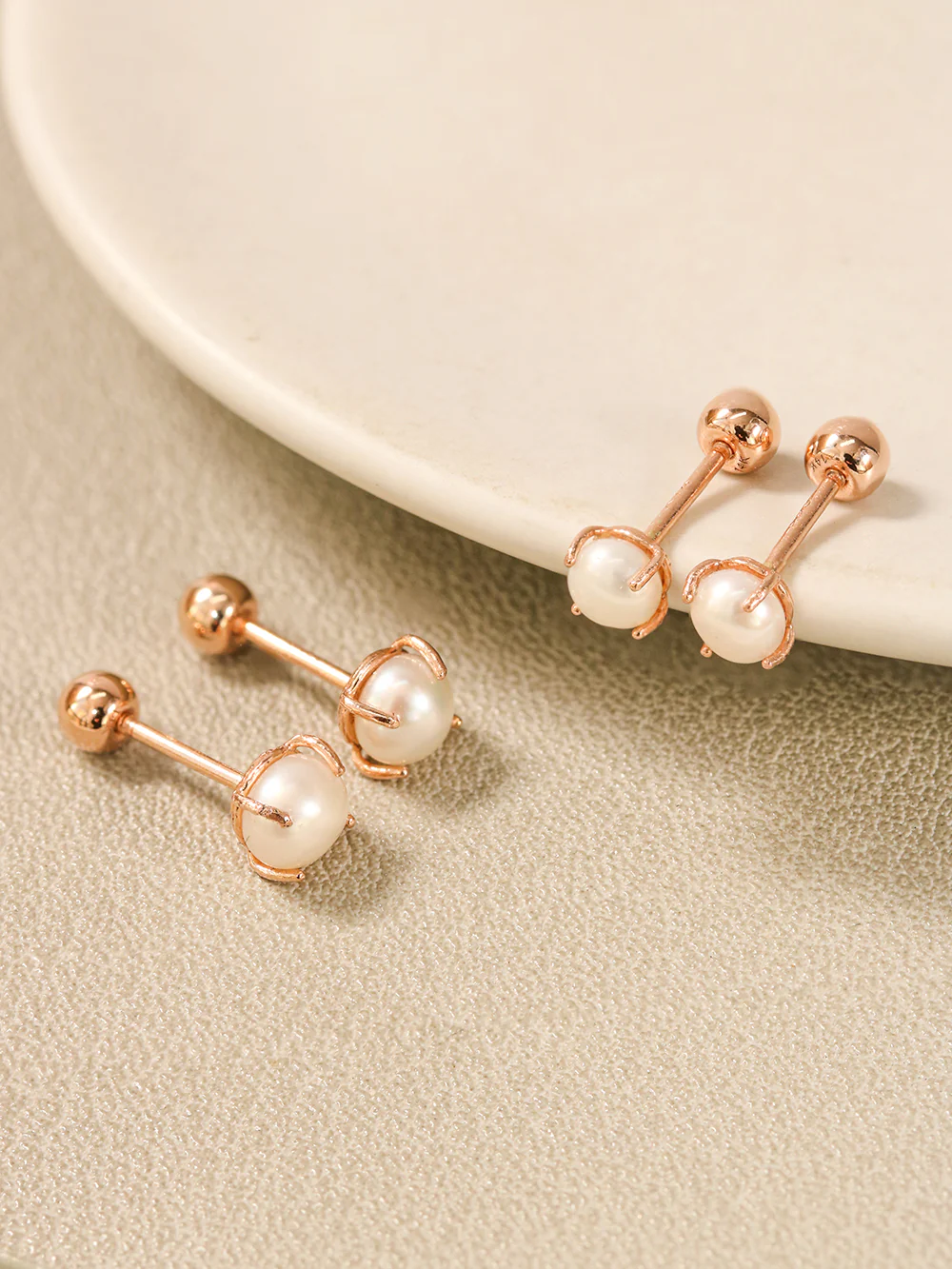 14K Gold Simple 4 Prongs Fresh Water Pearl Piercing Earring 20G18G16G - Image 5