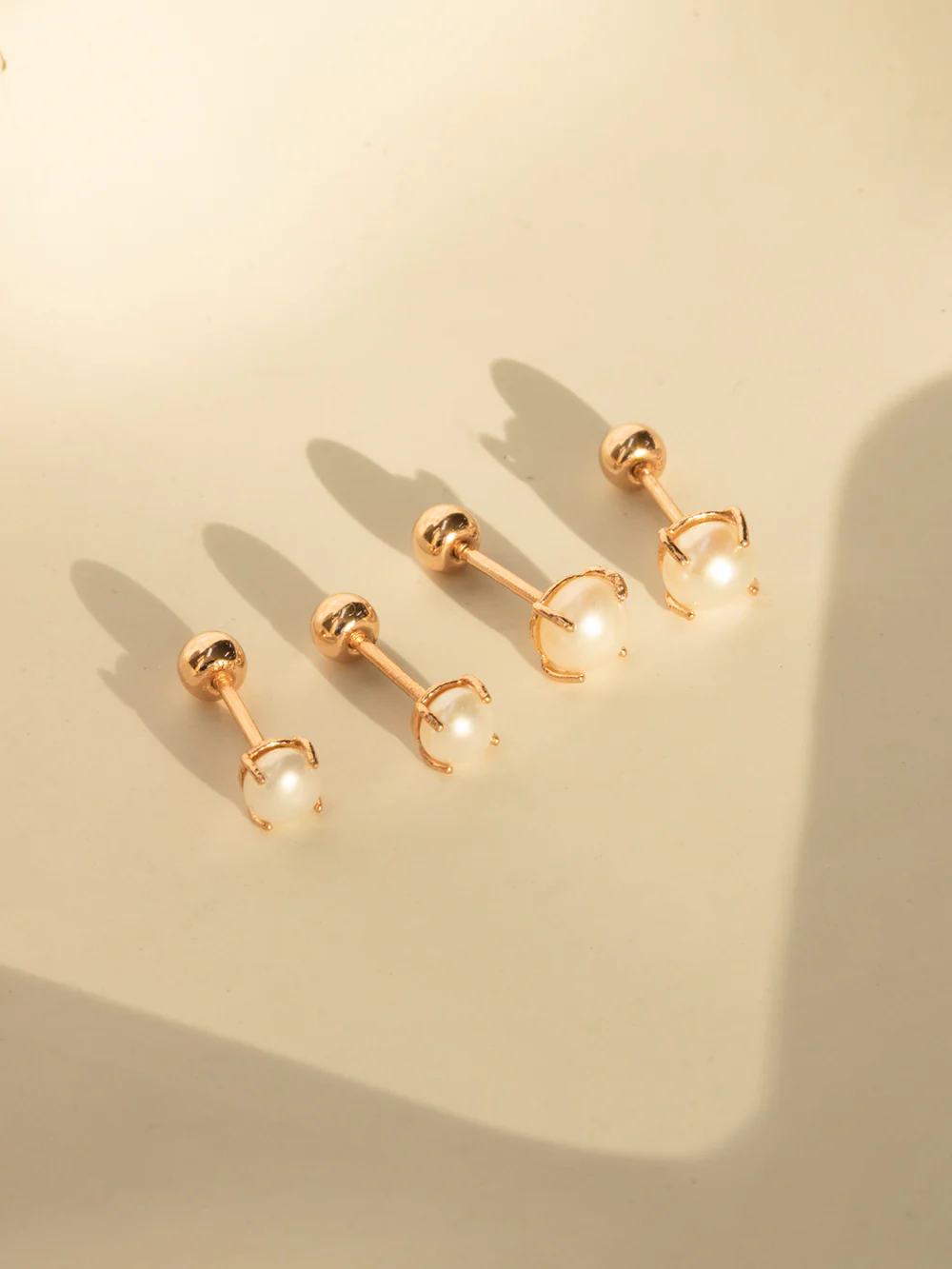 14K Gold Simple 4 Prongs Fresh Water Pearl Piercing Earring 20G18G16G - Image 7