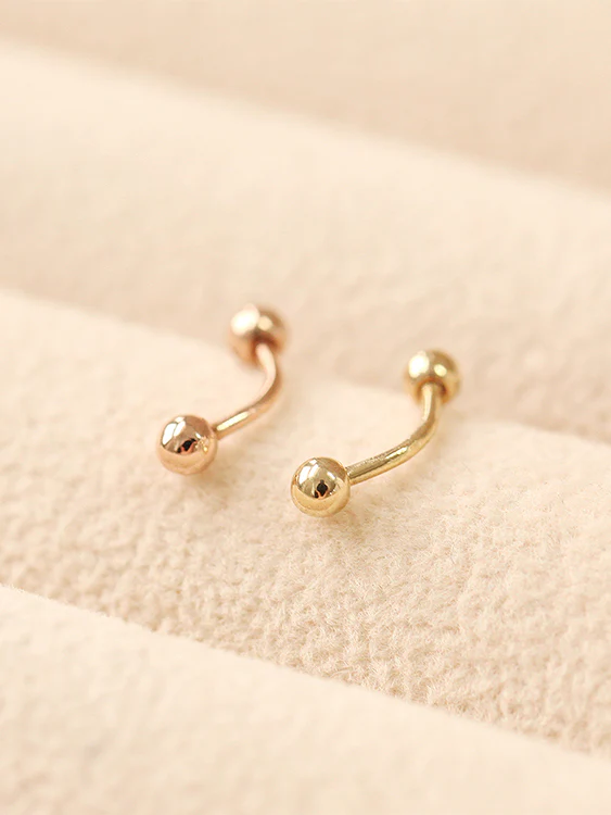 14K Gold Simple Ball Cartilage Earring 18G16G - Image 10