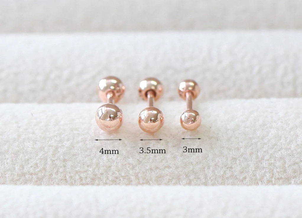 14K Gold Simple Ball Cartilage Earring 18G16G - Image 12