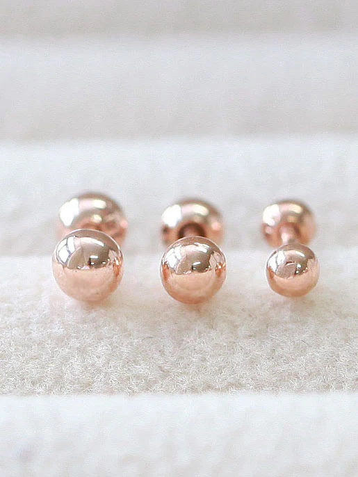 14K Gold Simple Ball Cartilage Earring 18G16G - Image 2