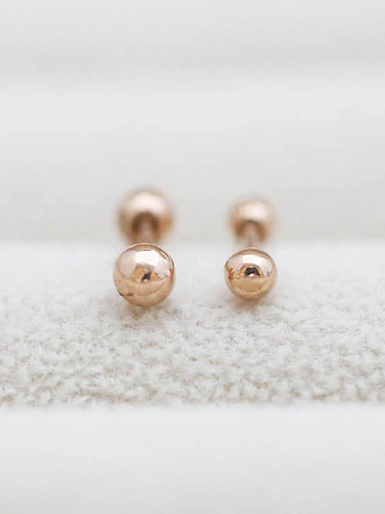 14K Gold Simple Ball Cartilage Earring 18G16G - Image 4