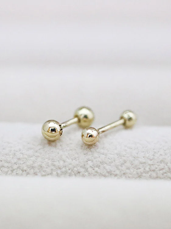 14K Gold Simple Ball Cartilage Earring 18G16G - Image 7