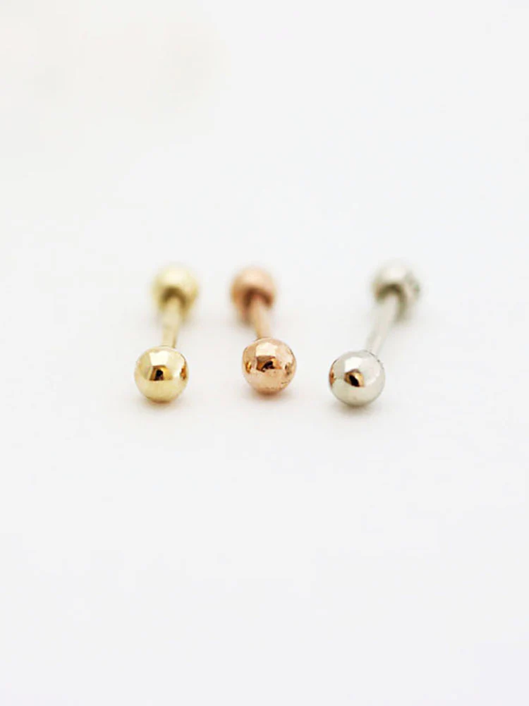 14K Gold Simple Ball Cartilage Earring 18G16G - Image 8