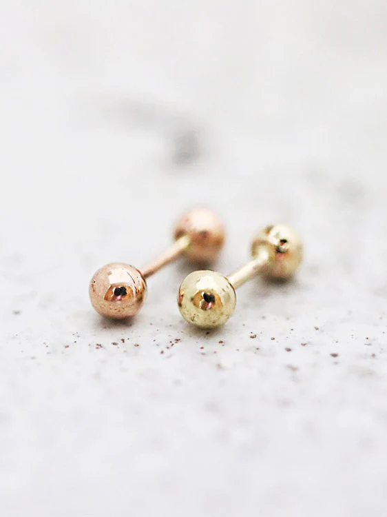 14K Gold Simple Ball Cartilage Earring 18G16G - Image 9