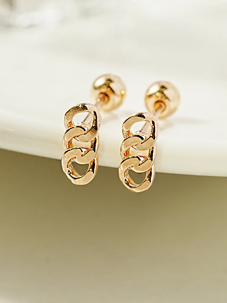 14K Gold Simple Chain Cartilage Earring 20G