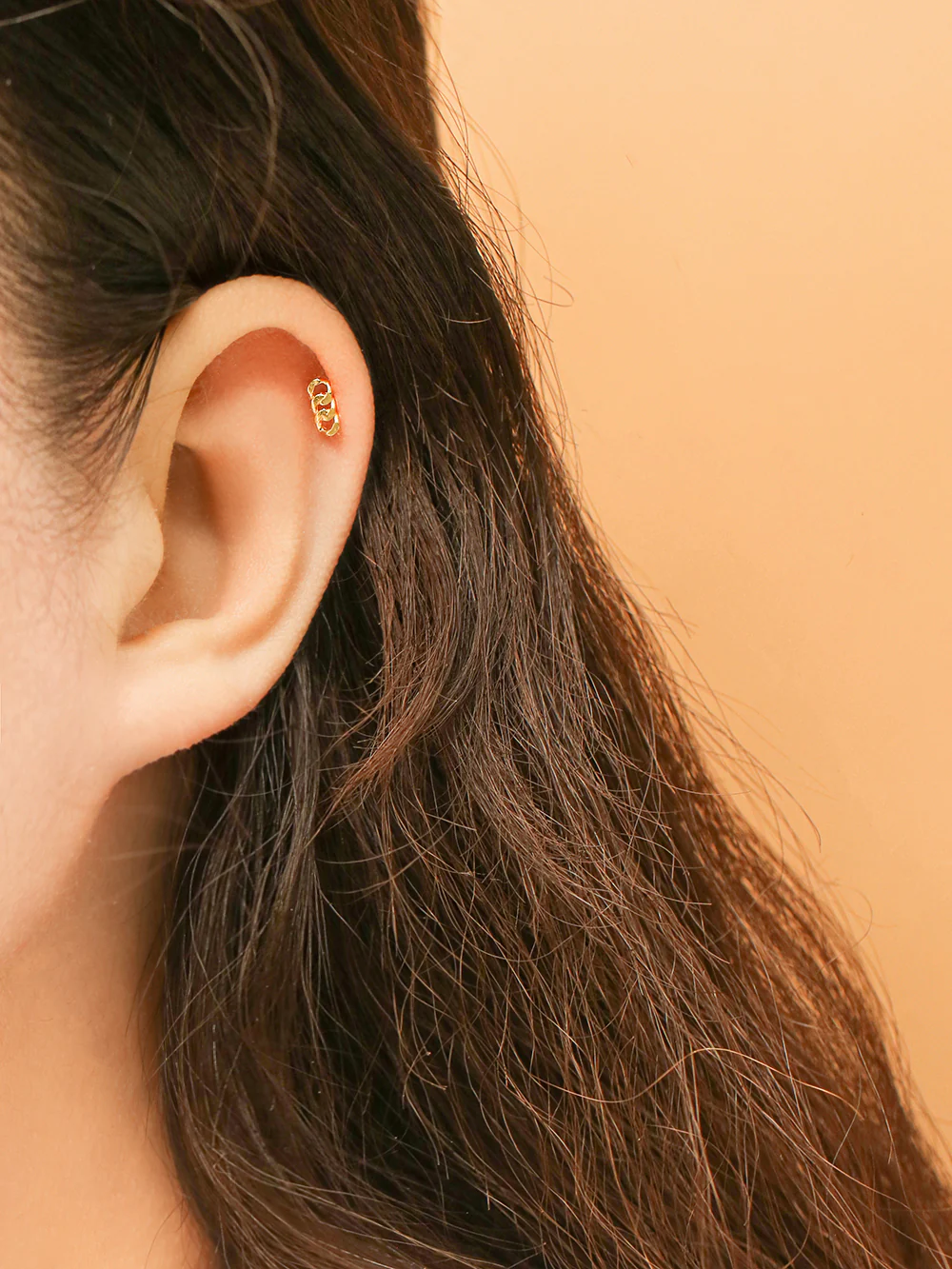 14K Gold Simple Chain Cartilage Earring 20G - Image 11