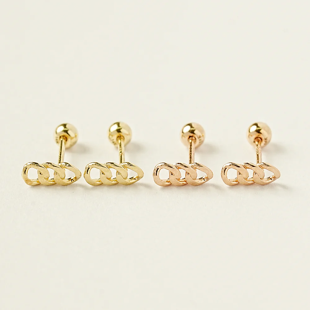 14K Gold Simple Chain Cartilage Earring 20G - Image 13