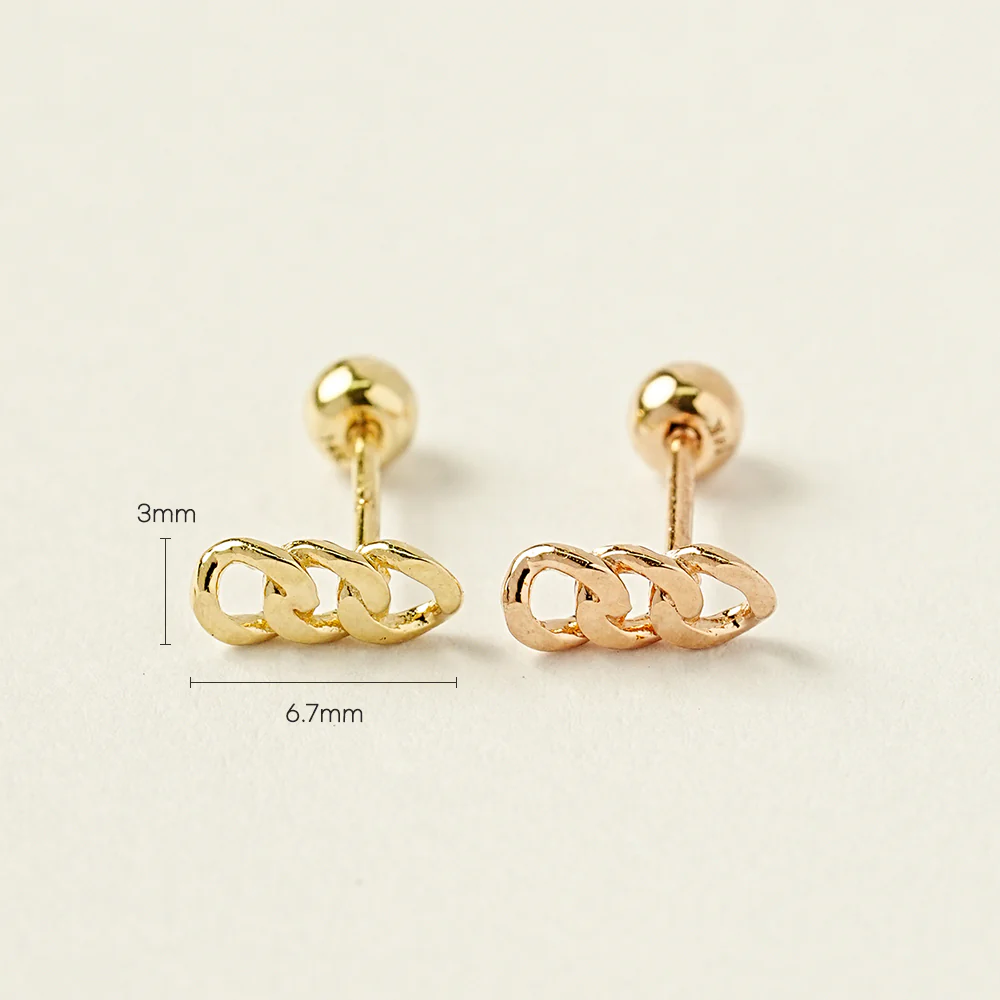 14K Gold Simple Chain Cartilage Earring 20G - Image 17