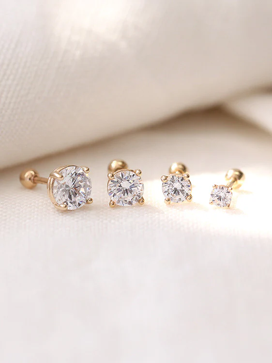 14K Gold Simple Round CZ Tragus Earring 18G16G - Image 6