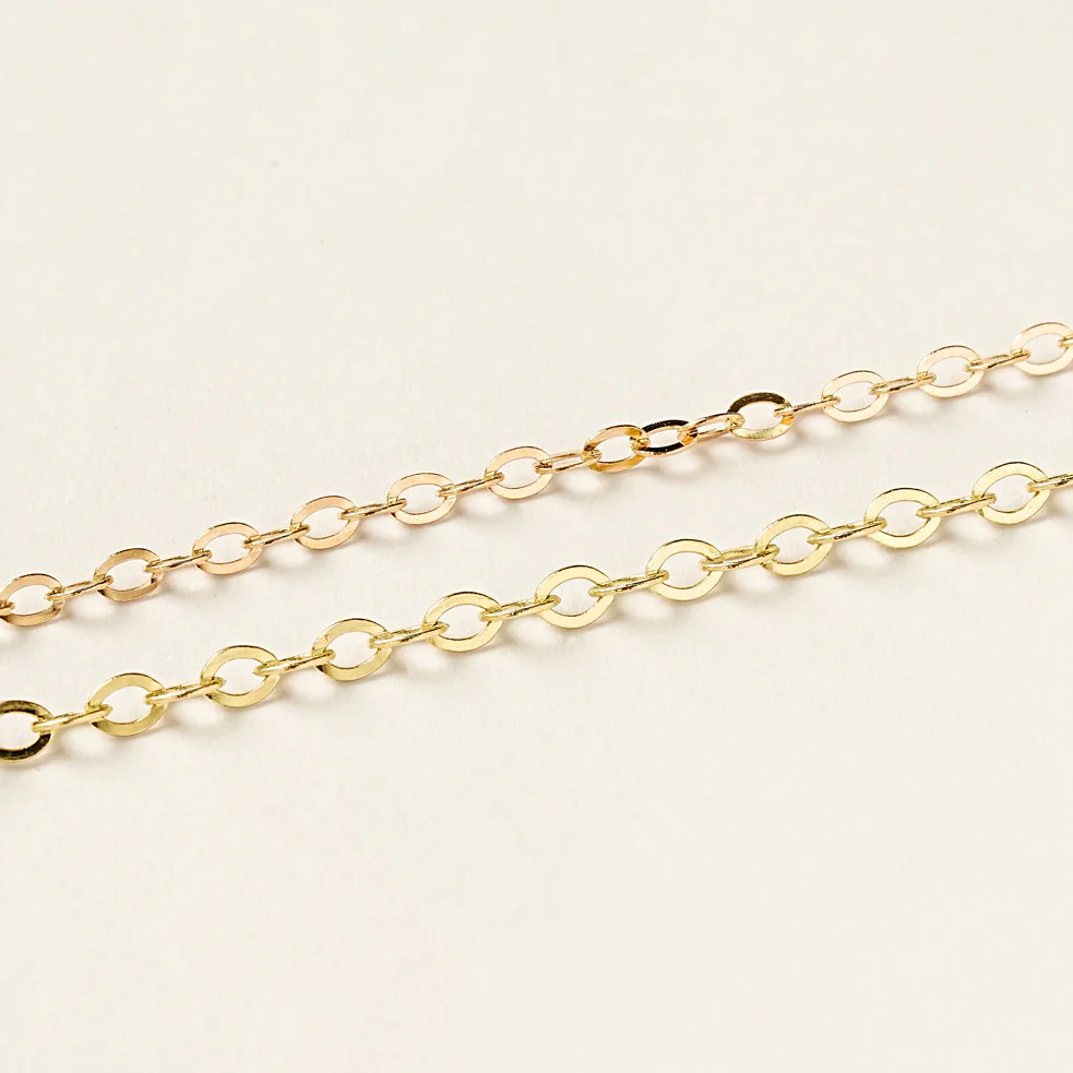 14K Gold Simple Flat Cable Chain Bracelet Anklet - Image 14