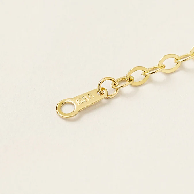 14K Gold Simple Flat Cable Chain Bracelet Anklet - Image 16