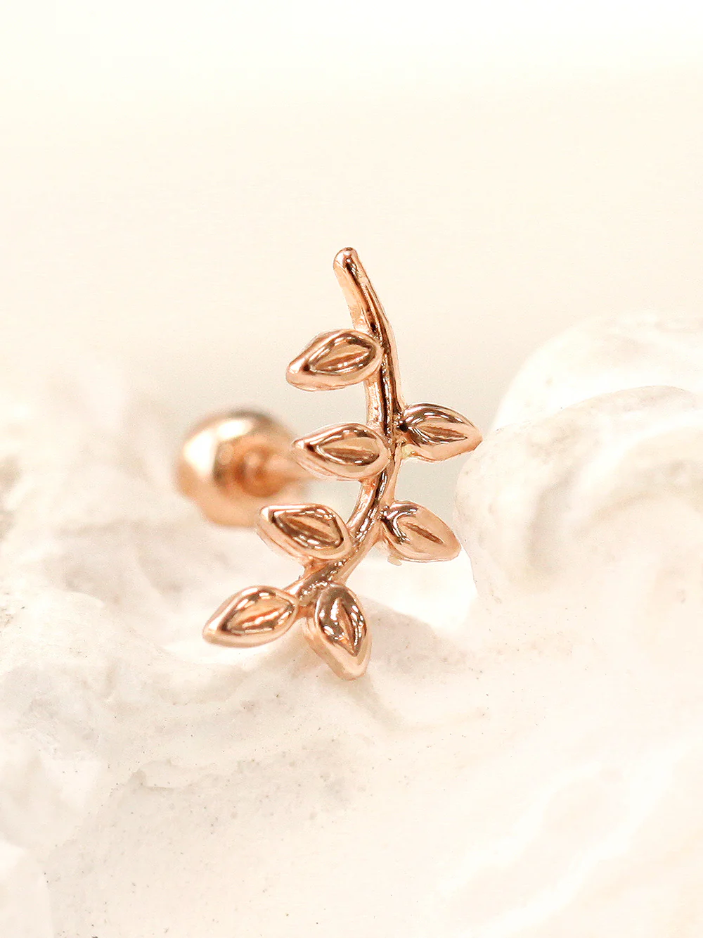 14K Gold Simple Leaf Cartilage Earring 20G18G16G - Image 10