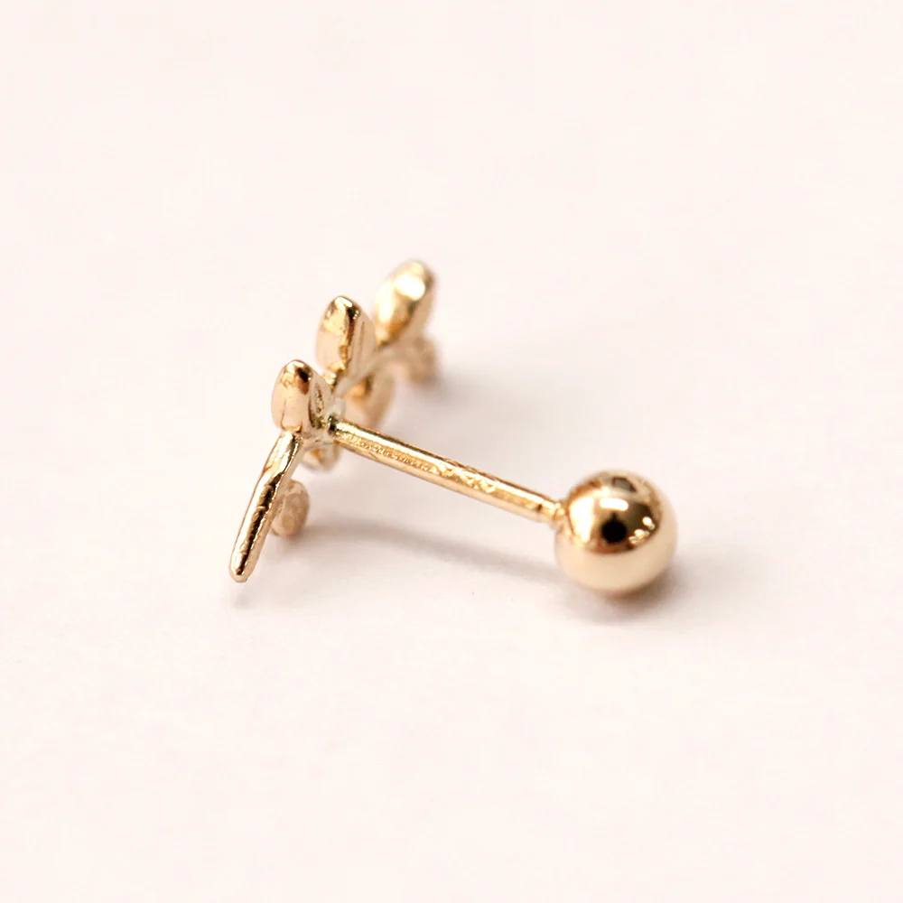 14K Gold Simple Leaf Cartilage Earring 20G18G16G - Image 14