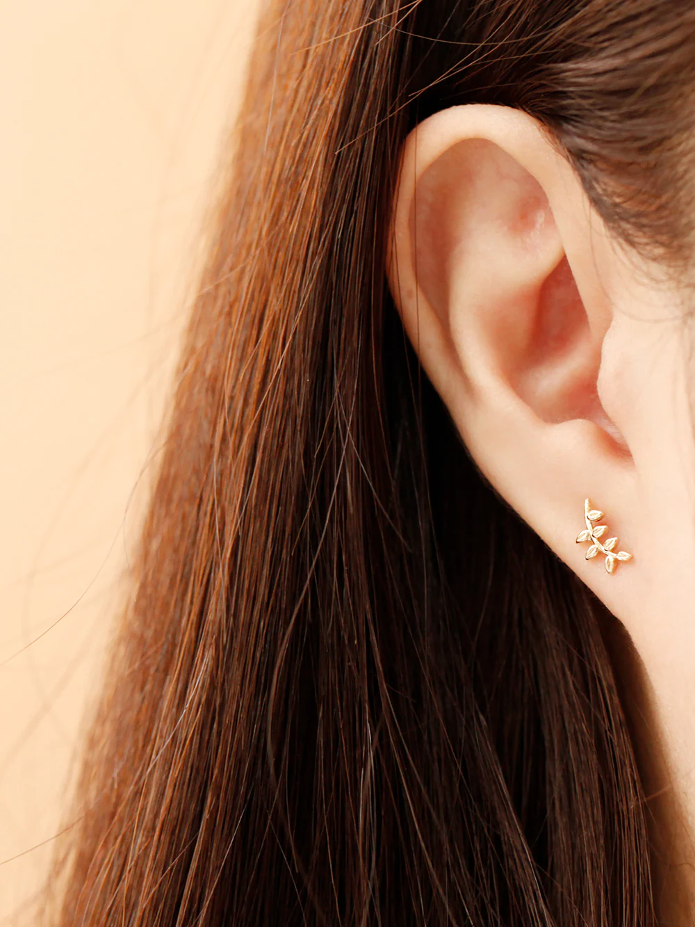 14K Gold Simple Leaf Cartilage Earring 20G18G16G - Image 6