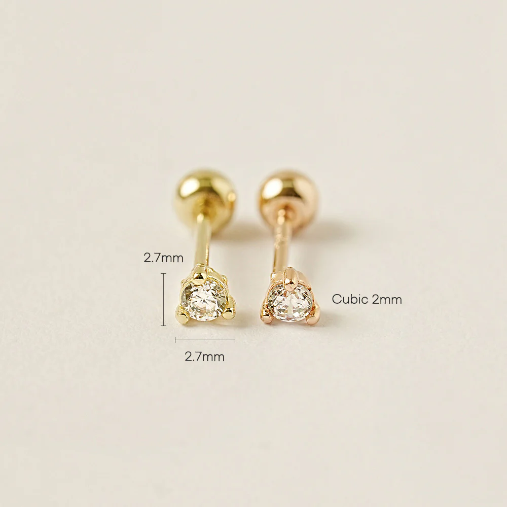 14K Gold Simple Point Cubic Cartilage Earring 20G - Image 8