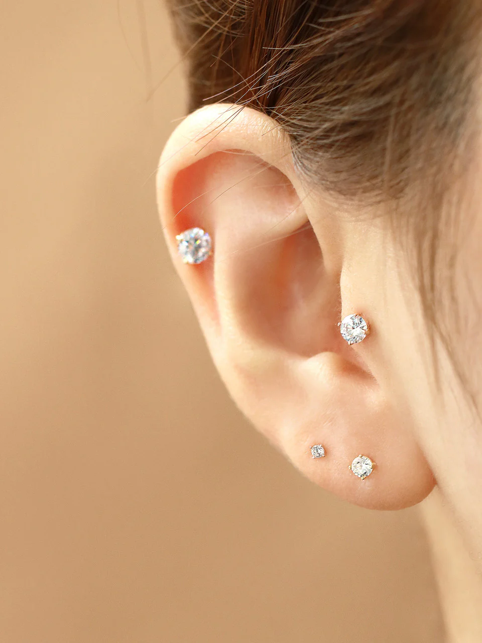 14K Gold Simple Round Cubic Cartilage Earring 2mm,3mm,4mm,5mm 20G18G16G - Image 3