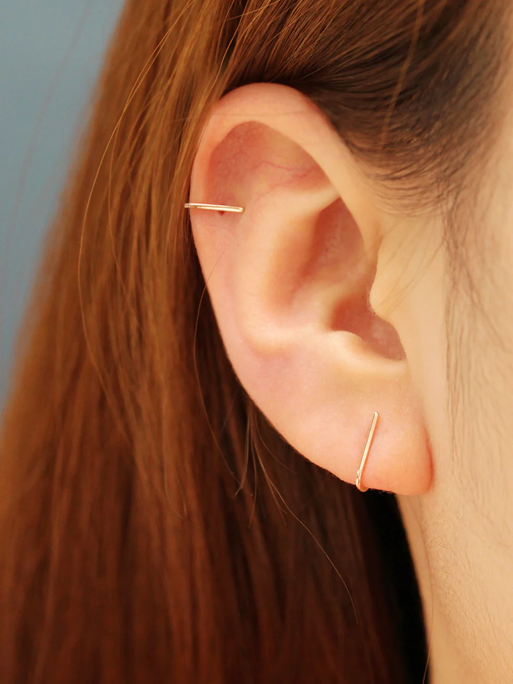 14K Gold Simple Stick Ear Cuff Earring 20G18G16G