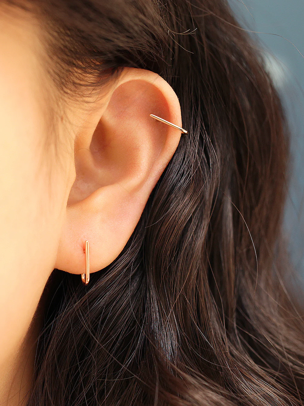 14K Gold Simple Stick Ear Cuff Earring 20G18G16G - Image 8