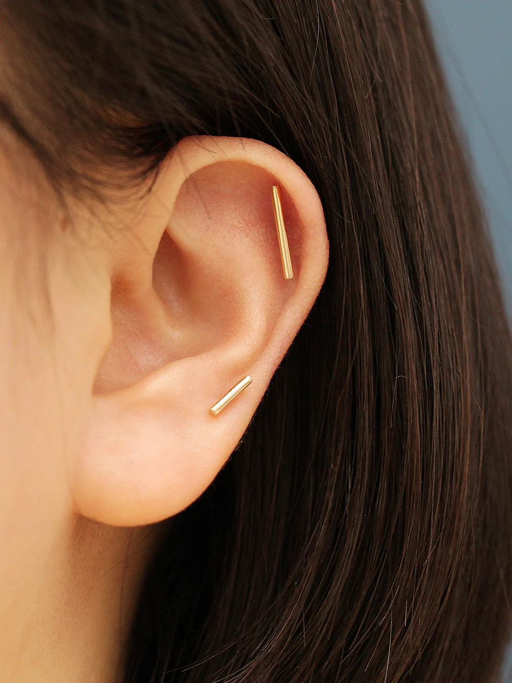 14K Gold Simple Stick Internally Threaded Labret Piercing 18G16G - Image 8