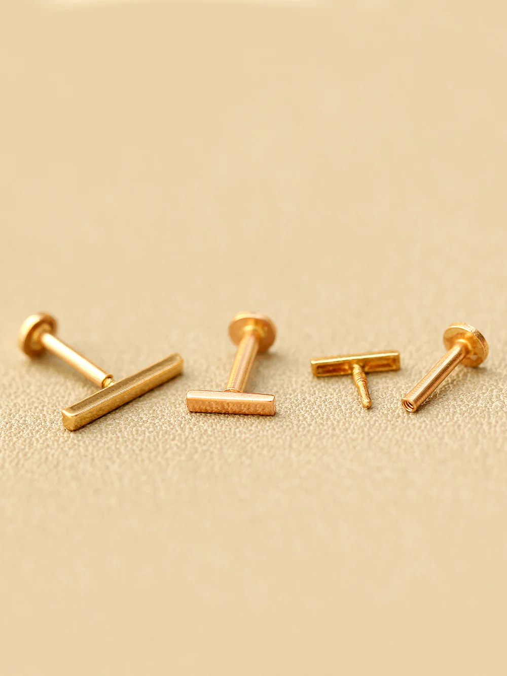 14K Gold Simple Stick Internally Threaded Labret Piercing 18G16G - Image 9