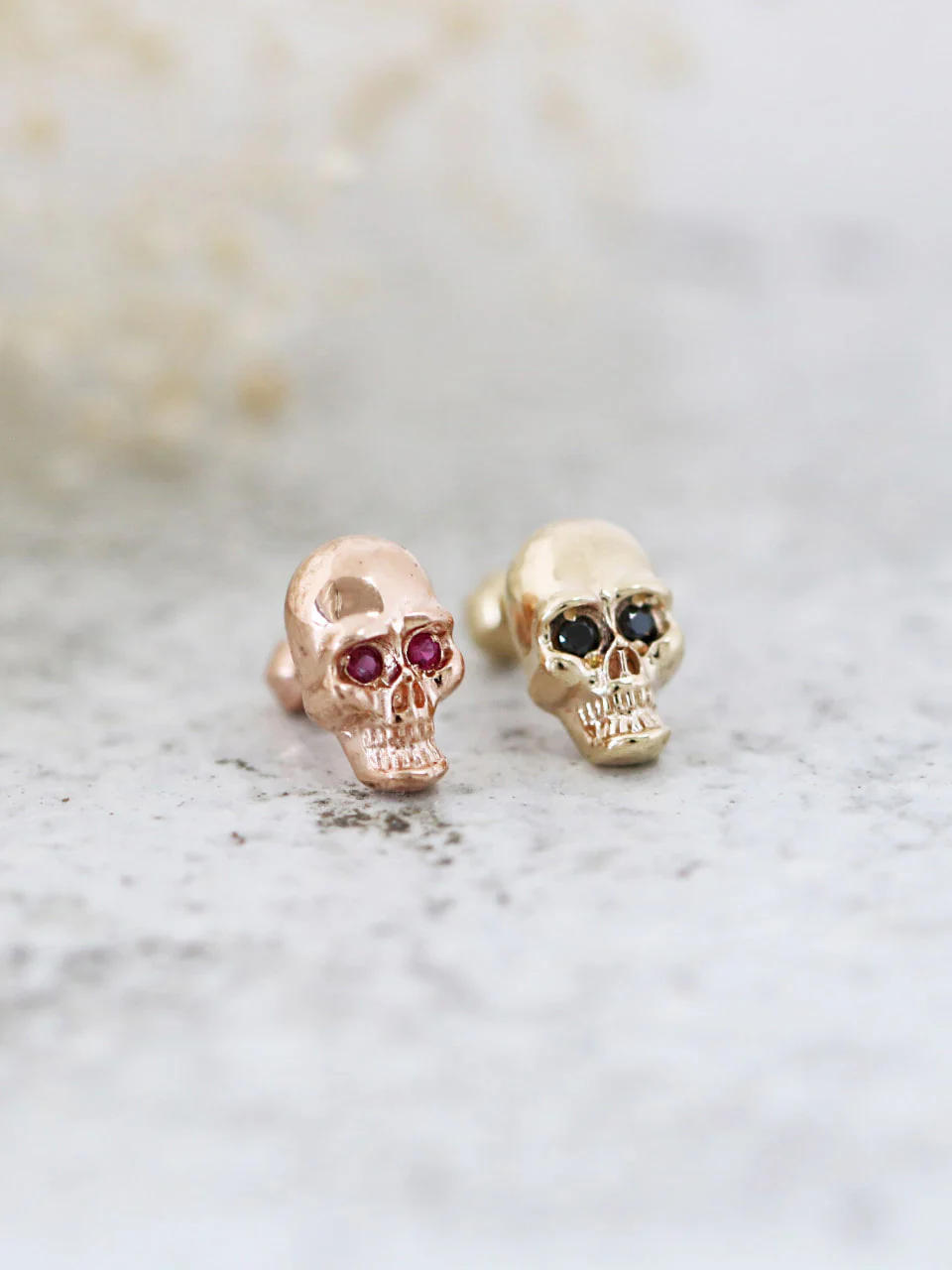 14K Gold Skull Cubic Cartilage Earring 18G16G - Image 6